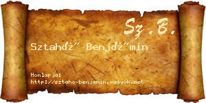 Sztahó Benjámin névjegykártya